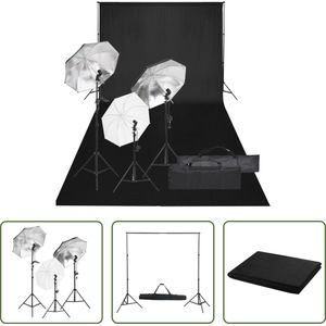 The Living Store Fotostudioset - 3 Paraplus - Flexibel achtergrondsysteem - 84 cm - 5.500 Kelvin