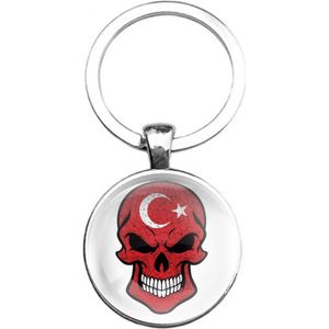Sleutelhanger Glas - Schedel Vlag Turkije