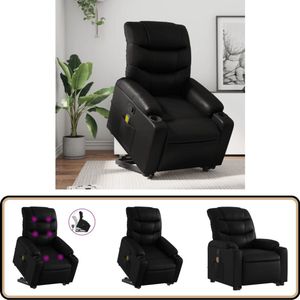 vidaXL Sta-op-massagestoel - Kunstleer - Verstelbaar - Zwart Stoel Massageren - Elektrisch Opstaande Stoel - Ergonomische Stoel - Relaxfauteuil - Massage Stoel