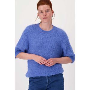 Zusss Fluffy Trui Met Ronde Hals Blauw