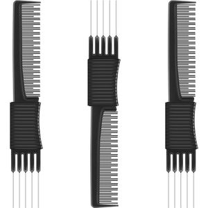 Toupeerkam Set - 3 Stuks Zwarte Stylingkammen voor Dames