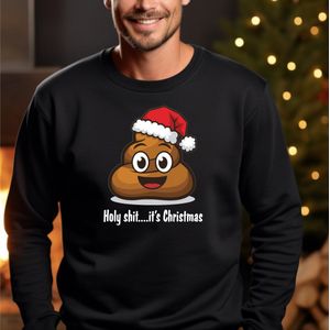 Foute kersttrui- Uniseks- Zwarte kerst sweater maat S- Holy shit.. it's Chritmas sweater. kerstmis