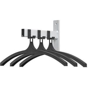 Wandgarderobe - Zwart - Aluminium - 3 Haken en Hangers