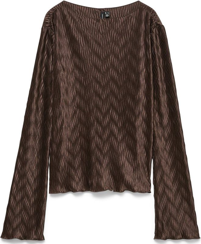 Vero Moda - Vmruby ls top exp - Bruin - T-shirt - Lange Mouwen