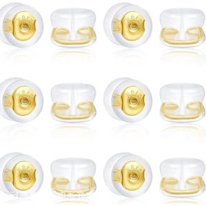 6 paar 18 karaat gouden veilige oorbeugels met siliconen oorkussens - Set van 12 - Oorbel accessoires