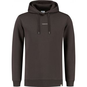 Purewhite - Heren Regular fit Sweaters Hoodie LS - Brown - Maat S