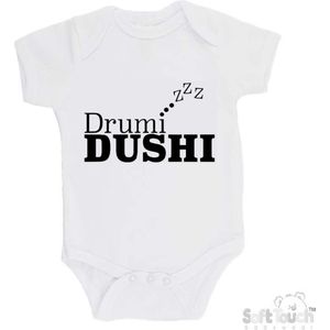 100% Katoenen Romper ""Drumi DUSHI"" Unisex Katoen Wit/zwart Maat 56/62
