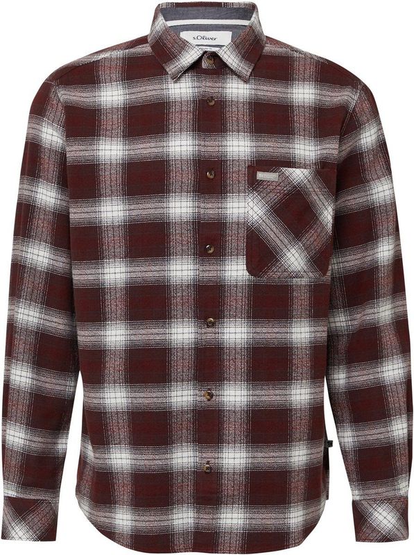 s.Oliver - Overhemd - Donkerrood/Wit - Flanel - Geruit