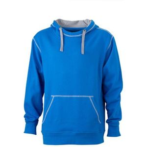 James and Nicholson Heren Lifestyle Hoodie (Kobaltblauw/Grijze Heide)