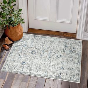Ibenzoa® Stijlvolle Vintage Laagpolige Deurmat met Boho Bloemenprint voor Binnengebruik, Wasbaar en Antislip, 60 x 90 cm