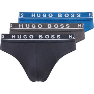 Hugo Boss Heren Slips 3-Pack (Maat S) Blauw/Grijs/Zwart - Ondergoed - Mannen