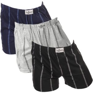 Fun2wear/Funderwear heren boxershorts wijd | MAAT XL | 3-pack | Streep  zwart/grijs melee/blauw