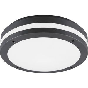 LED Plafondlamp - Badkamerlamp - Trion Keraly - Opbouw Rond - Waterdicht - 12W - Warm Wit 3000K - Mat Antraciet - Kunststof