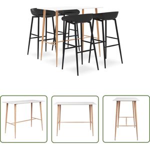 vidaXL Barkrukken - Bartafel - 5-delige Barset wit en zwart - Barset - Loungehoek - Bistro Meubilair