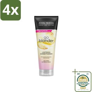 John Frieda – Conditioner – Sheer Blonde – Kleurverhelderend – 250 ml - Voordeelverpakking - 4 stuks - Zachte blonde kleur - Zonnige blonde kleur