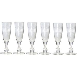 6x Champagneglazen set met gravering (helder) van GreenGate - handgemaakt Ø 6 cm, H19 cm