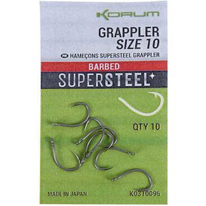 Korum Grappler Supersteel Eyed - Barbed (10pcs) - Maat : 12