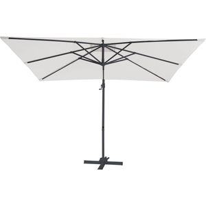 AXI Coco Zweefparasol 200x300 Antraciet/beige – Gepoedercoat aluminium frame met kruisvoet – 360° Draaibaar - Kantelbaar – UV werend doek