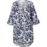 MIAMODA - Dames - Tuniek A-lijn all-over print 3/4-mouw - Klassiek zwart - Maat 42
