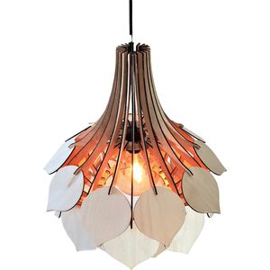 Olivios Design hanglamp scandinavische (kroonluchter) naturel hout handgemaakt in Nederland van 3.2mm dik multiplex. voor woonkamer keuken of slaapkamer. alleen voor binnen gebruiken