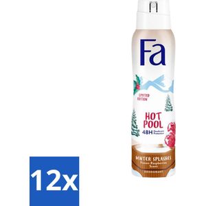 Fa - Deospray - Winter Splashes - 48 uur Bescherming - Frozen Raspberry - Verfrissend & Fruitig - 150 ml - Voordeelverpakking - 12 stuks