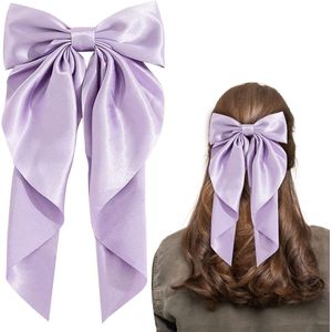 Grote strik haarclip voor dames en meisjes (Paars) - Set van haarclips en haarelastiekjes
