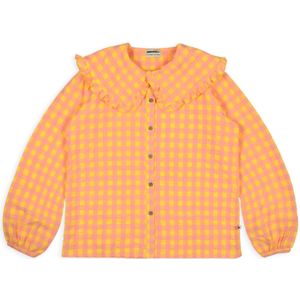 Blouse met Ruffles – Yellow Coral Check | Luxe Seersucker | Ammehoela 98-104