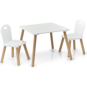 Scandi 3-delig houten kinderzitset - 55 x 55 x 435 cm - Stoel 28 x 28 x 50 cm