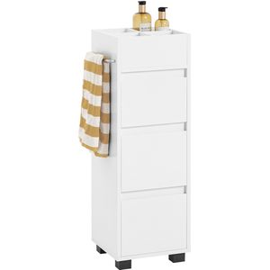 SoBuy - BZR29-W - Badkamerkast - Wit - 3 Lades - 1 Handdoekstang