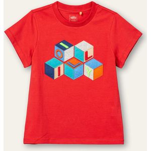 Tak short sleeve T-shirt 20 solid jersey red with artwork Oilily Blocks Red: 128/8yr