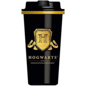 Harry Potter - Hogwarts - Thermische Reisbeker met Schroefdeksel - Geel en Zwart - 450ml