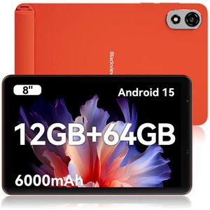 Blackview ZENO 1 Tablet - 8 inch Android 15 Tablet - 12 GB RAM+64 GB ROM(2TB TF) - T615 8-Kern KI-Chip - 4G LTE+WiFi 5G - 6000mAh - Face ID - Widevine L1 - BT5.2 - Oranje