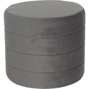 Clayre & Eef Hocker Ø 40x35 cm Grijs Hout Textiel Rond Poef