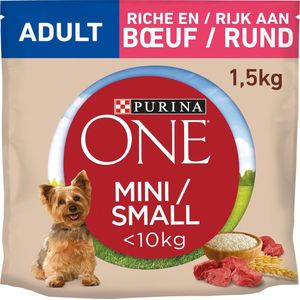 2x Purina One Adult Mini Small - hondenvoer - Rund - 1.5kg