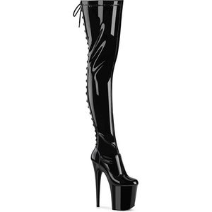 Pleaser - FLAMINGO-3850 Plateau Overknee Laarzen - US 6 - 36 Shoes - Zwart