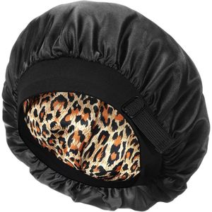 Zijden slaapmuts voor optimale nachtrust van satijn, verstelbaar en ademend - zwart