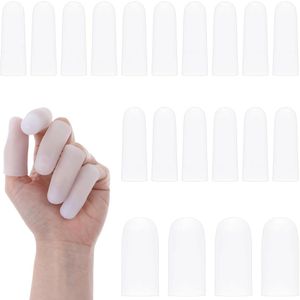 20 stuks vingerhoezen - siliconen gel - vingerringen - duimbescherming - 2 maten - vingerbescherming - nagelbescherming - rubberen vingerverbanden voor vingertoppen - voor vingerscheuren - vingerartritis - vingerhealth - pijnverlichting (wit)