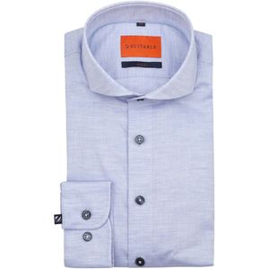 Suitable - Melange Overhemd - Lichtblauw - Slim-fit - Katoen - Lange Mouw