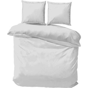 iSleep Satijn-Katoen Dekbedovertrek Uni - Tweepersoons - 200x200/220 cm - Zilver