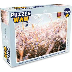 Puzzel Gras - Zon - Winter - Sneeuw - Legpuzzel - Puzzel 1000 stukjes volwassenen