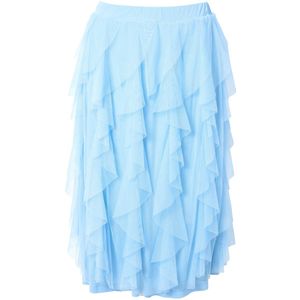 Angel of Style - Dames - Mesh rok A-lijn 3D-volants ondoorzichtige voering - Hemelsblauw - Maat 42