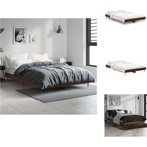 vidaXL Bed Frame - Bruineiken - 193 x 123 x 20 cm - Duurzaam hout  Stabiele metalen poten  Multiplex lattenbodem - Bed