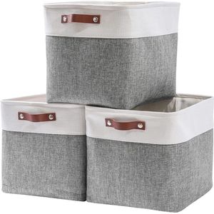 33 x 38 x 33 cm, Storage Boxes, Set of 3 Fabric Storage Cubes for Kallax Shelves, Cupboards