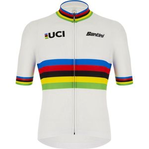Santini Fietsshirt korte mouwen Heren Wit Multikleur - Uci World Campion Eco Jersey - Uci Official - 4XL