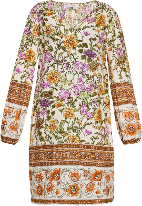 usha - FESTIVAL - Jurk - Gemengde Kleuren - V-hals - Bloemenprint - Knielengte