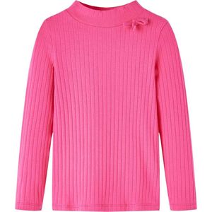 vidaXL - Kindershirt - Felroze - Lange Mouwen - Geribd