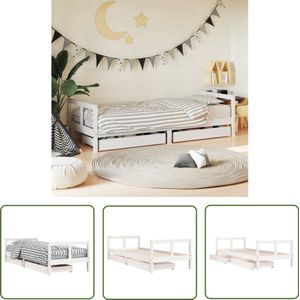 vidaXL Kinderbedframe - 80x200 cm - Met Lades - Wit Kinderbed Frame - Houten Bed - Kids Bed - Kinderkamer Decoratie - Slaapkamers Accessoires