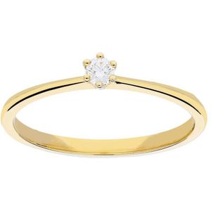 Glow ring met diamant solitaire - 1-0.07ct G/SI - geelgoud 14kt - mt 58