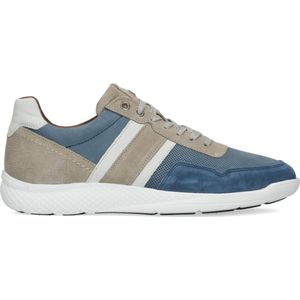 No Stress - Heren - Blauwe nubuck sneakers met begie details - Maat 40