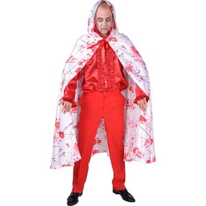 Magic By Freddy's - Vampier & Dracula Kostuum - Witte Cape Bloederig Slagveld Vrouw - rood,wit / beige - One Size - Halloween - Verkleedkleding